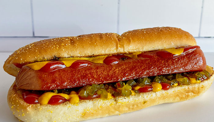 Sausage sandwich from Fanci Freeze located in Boise and Meridian Idaho.