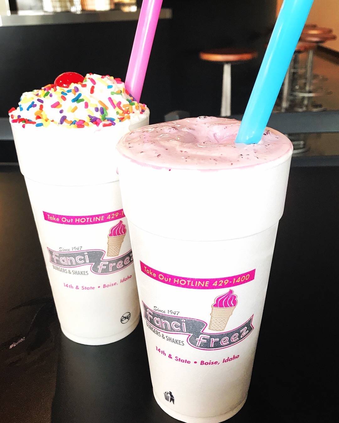 Shakes, sprinkles, cherry from Fanci Freeze in Boise and Meridian Idaho.
