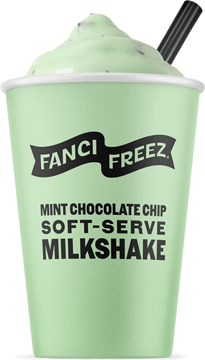 Mint Chocolate Chip softserve shakes from Fanci Freeze in Boise and Meridian Idaho.