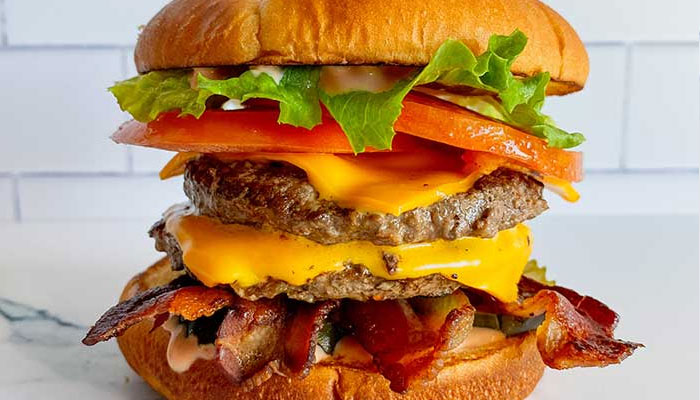 Double bacon cheeseburger from Fanci Freeze in Boise and Meridian Idaho.