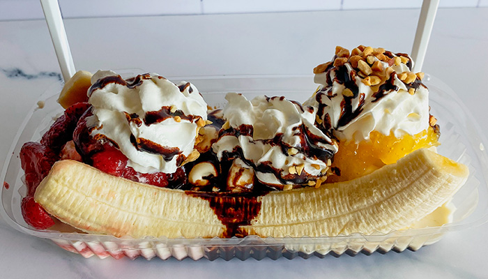 Banana Split from Fanci Freez in Boise and Meridian Idaho.