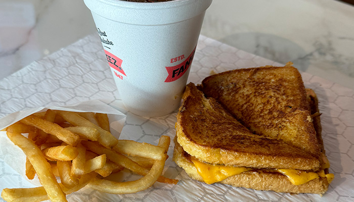 Fanci Freeze Lil Ones grilled cheese with fries and a drink from Fanci Freeze